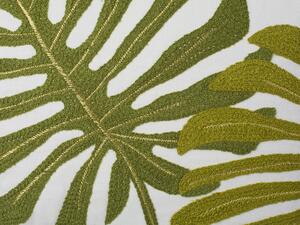 Cuscino Decorativo Motivo a Foglie Ricamate Cotone Verde 45 x 45 cm Beliani