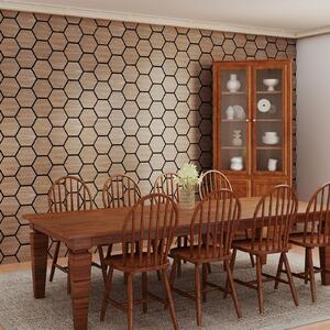 Costway Set 4 pannelli acustici 81x66cm 9 tavolette esagonali legno fonoassorbenti, Pannelli fonoisolanti pareti soffitti decorazione
