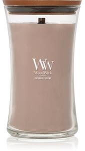 Woodwick Opulent Wood Patchouli Creme candela profumata con stoppino in legno 609.5 g