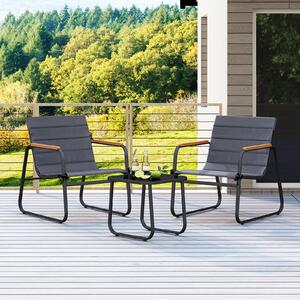 Costway Set bistrò 3 pezzi patio esterno vetro temperato cuscino rimovibile metallo robusto, Set da conversazione mobili per terrazza giardino cortile