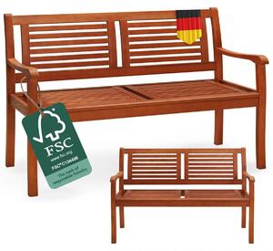 Casaria Panchina da Giardino Bologna in Legno di Eucalipto Resistente 120x60x90cm Portata 320kg Panca da Esterno 2 Posti