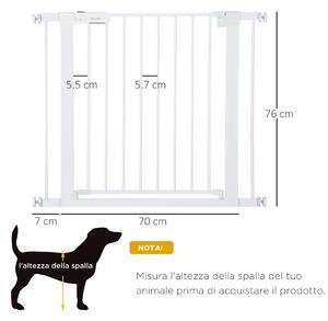 Cancelletto Sicurezza Regolabile Per Cani 75-96 Cm In Acciaio E Plastica Bianco