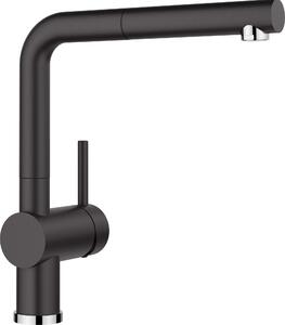 BLANCO 526148 Rubinetto LINUS-S in Silgranit nero con leva di comando a destra / Miscelatore monocomando / Miscelatore