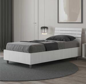 Letto Singolo a DOGHE e Testata Inclinata Modello ANKEL Dimensioni 80x190 cm Posizionabile in Poco Spazio Essenziale Colore Bianco Frassino