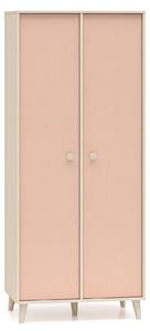 Armadio per bambini Mevel 80x51x190 cm, colore a scelta, 2 ante: Sabbia del deserto / Rosa Millennial