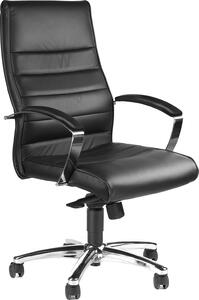 Sedia girevole da ufficio, seduta LxPxA 480x500x420-550 mm, schienale alto 680 mm, meccanismo oscillante, pelle nera, braccioli inclusi