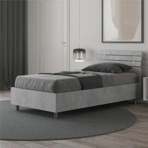 Letto Singolo a DOGHE e Testata Inclinata Modello ANKEL Dimensioni 80x190 cm Posizionabile in Poco Spazio Essenziale Colore Cemento
