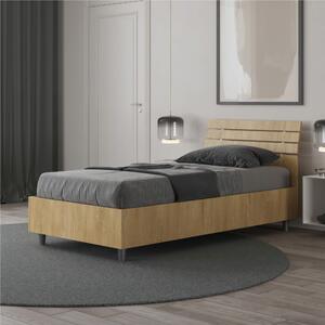 Letto Singolo a DOGHE e Testata Inclinata Modello ANKEL Dimensioni 80x190 cm Posizionabile in Poco Spazio Essenziale Colore Quercia