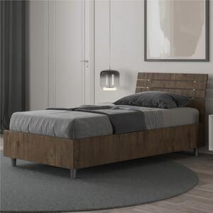 Letto Singolo a DOGHE e Testata Inclinata Modello ANKEL Dimensioni 80x190 cm Posizionabile in Poco Spazio Essenziale Colore Noce