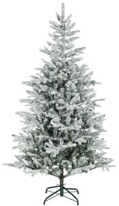 Albero di Natale Innevato Alto 180 cm con 1207 Rami Realistici e Base in Metallo Pieghevole Verde e Bianco