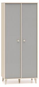 Armadio per bambini Mevel 80x51x190 cm, colore a scelta, 2 ante: Sabbia del deserto / Grigio palladio