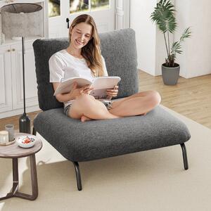 Costway Poltrona oversize soggiorno seduta extra larga tasca portaoggetti metallica, Poltrona robusta 250kg divano pigro moderno camera ufficio Grigio