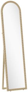 HOMCOM Specchio da Terra e Parete a Figura Intera con Cavalletto, Effetto Pietra e Forma ad Arco, 40x160 cm, Beige | Aosom Italy