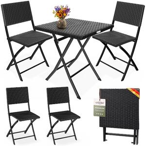 Casaria Mobili da Balcone in Polyrattan Set 3 Pezzi Pieghevole Salvaspazio 2 Persone Balcone Terrazza Giardino Arredo