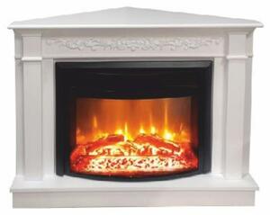 Casa Padrino Caminetto elettrico angolare barocco bianco/nero 107 x 63 x h. 84 cm - Caminetto decorativo da salotto con telecomando - Mobili da salotto in stile barocco - Mobili barocchi - Caminetti elettrici barocchi