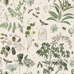 Carta da parati in tessuto non tessuto 100 cm x 280 cm Green Botanical Stories - Dekornik