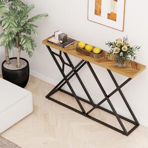 Costway Tavolo consolle rustico base metallo geometrica 140cm lungo, Tavolo ingresso industriale retro divano corridoio soggiorno