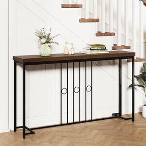 Costway Tavolo consolle industriale 140cm base h piano ampio stretto, Tavolo ingresso dietro divano pranzo soggiorno camera corridoio