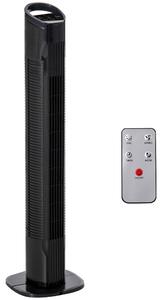 HOMCOM Ventilatore a Torre con Telecomando a 5m, Oscillante 70°, 3 Funzioni e 3 Velocità, Nero | Aosom Italy