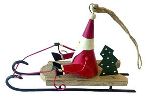 Decorazione natalizia appesa Santa on Wooden Sledge - G-Bork