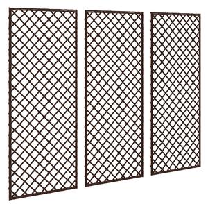 Outsunny Set 3 Fioriere con Grigliato per Rampicanti in Rattan PE, 43x2x112 cm, Color Legno | Aosom Italy