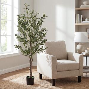 Costway Piante finte verde 2 pz albero ulivo artificiali frutti muschi realistici, Piante tronco pe foglie tessuto multicolore soggiorno camera letto 1,5 m