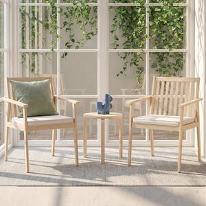 Costway Sedia pranzo patio 2 pz legno acacia esterno cuscino imbottito rimovibile, Sedia braccioli portata 180 kg mobili bistrò conversazione giardino cortile