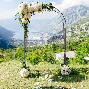 Costway Arco giardino metallo resistente piante rampicanti rose viti grigliato, Arco decorazioni matrimoni feste supporto piante cortile patio 220 cm