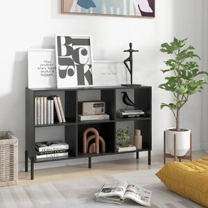 Costway Scaffale a 6 cubi con gambe metalliche ripiani regolabili in 5 posizioni, Libreria aperta in legno Nero