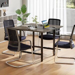 Costway Tavolo conferenza 100cm quadrato piano rinforzato metallica robusta, Tavolo industriale riunioni 4 persone ufficio sala riunioni Grigio