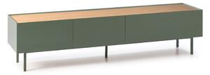 Tavolo TV in legno di rovere di colore verde-naturale 180x45 cm Arista - Teulat