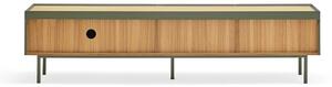 Tavolo TV in legno di rovere di colore verde-naturale 180x45 cm Arista - Teulat