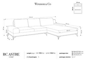 Divano letto angolare beige con rivestimento in velluto, angolo sinistro Astre - Windsor & Co Sofas