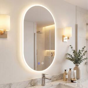 Costway Specchio illuminato parete bagno infrangibile temperatura colore dimmerabile 3 tonalità, Specchio anti-appannamento vetro temperato