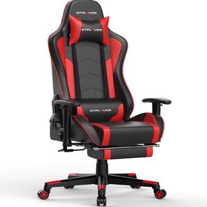 GTPLAYER Gaming Chair "Sedia da gioco con altoparlante Bluetooth brevettato 890MF in edizione limitata mondiale", sedia da ufficio con cuscino lombare e cervicale, poggiapiedi estensibile, sedia da scrivania ergonomica rossa
