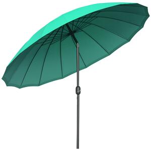 Outsunny Ombrellone da Giardino e Terrazza con Manovella, 18 Stecche e Testa Inclinabile, Ф255x240cm Verde|Aosom