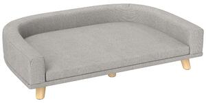PawHut Divano per Cani di Taglia Grande con Cuscino Sfoderabile, in Poliestere e Legno, 98x67x25 cm, Grigio