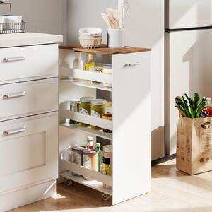 Costway Carrello portaoggetti da cucina con maniglia ruote, Scaffale mobile salvaspazio con scaffali stretti 47,5 x 30 x 80,5 cm Bianco