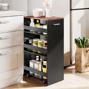 Costway Carrello portaoggetti da cucina con maniglia ruote, Scaffale mobile salvaspazio con scaffali stretti 47,5 x 30 x 80,5 cm Marrone