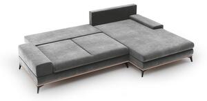 Divano letto angolare grigio con rivestimento in velluto, angolo destro Astre - Windsor & Co Sofas