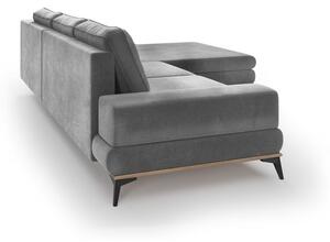 Divano letto angolare grigio con rivestimento in velluto, angolo destro Astre - Windsor & Co Sofas