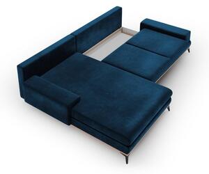 Divano letto angolare blu reale con rivestimento in velluto, angolo sinistro Astre - Windsor & Co Sofas