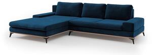 Divano letto angolare blu reale con rivestimento in velluto, angolo sinistro Astre - Windsor & Co Sofas