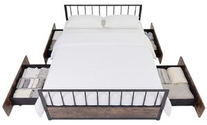 Costway Struttura letto singola con 2 cassetti e testiera in stile industriale, Letto a piattaforma con doghe metalliche resistenti