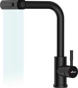 Rubinetto da cucina nero Rubinetto a cascata ad alta pressione 3 tipi di getto 360° acciaio inox