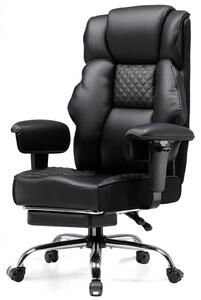 Sedia da gaming GTPLAYER, sedia da ufficio ampia con molle insacchettate, sedia ergonomica per PC, sedia da scrivania regolabile e girevole, Pelle finta, nera