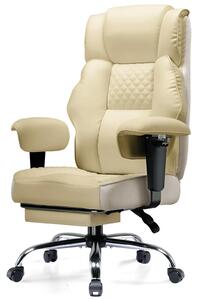 Sedia da gioco GTPLAYER, sedia da ufficio ampia con molle insacchettate, sedia ergonomica per PC, sedia da scrivania regolabile e girevole, , avorio