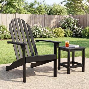 Costway Sedia Adirondack da patio in legno di acacia con seduta inclinata e schienale alto, Poltrona ergonomica a doghe per veranda cortile e piscina Nero