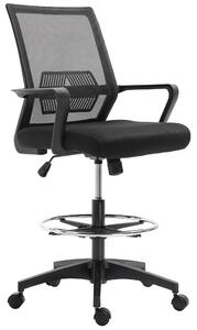 Vinsetto Sedia da Ufficio Regolabile in Tessuto a Rete con Braccioli e Anello Poggiapiedi, Supporto Traspirante, 64x59x104-124 cm, Nero | Aosom Italy