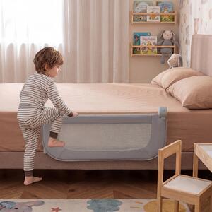 Costway Sbarra letto pieghevole per bambini con base robusta a U, Sbarra protettiva regolabile 80 cm con accessori completi Grigio